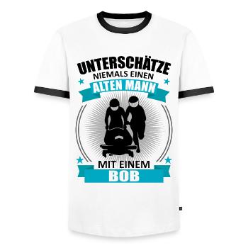 Bobfahrer Alter Mann Spruch Bobfahren Geschenk - Männer Kontrast-T-Shirt - Weiß/Schwarz - Vorne - AI Model Female 172 light (172cm) & AI Model Male 178 dark (178cm)
