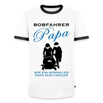 Bobfahrer Papa Spruch Bobfahren Bobsport Geschenk - Männer Kontrast-T-Shirt - Weiß/Schwarz - Vorne - AI Model Female 172 light (172cm) & AI Model Male 178 dark (178cm)