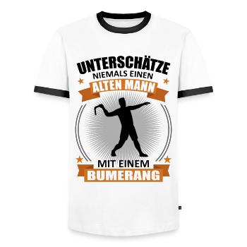 Bumerang Werfer Alter Mann Spruch Geschenk - Männer Kontrast-T-Shirt - Weiß/Schwarz - Vorne - AI Model Female 172 light (172cm) & AI Model Male 178 dark (178cm)