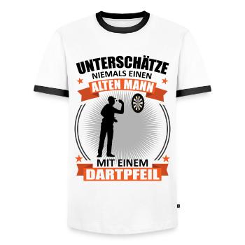 Darts Alter Mann Spruch Dartspieler Fans Geschenk - Männer Kontrast-T-Shirt - Weiß/Schwarz - Vorne - AI Model Female 172 light (172cm) & AI Model Male 178 dark (178cm)