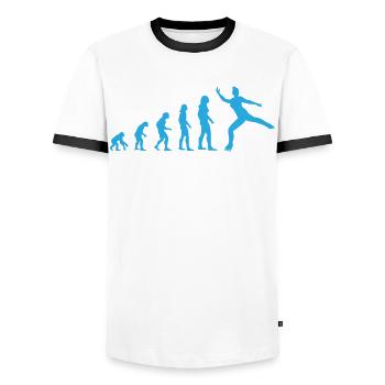 Figure Skating Evolution Ice Skating Gift - Men's Ringer Shirt - white/black - Front - AI Model Female 172 light (172cm) & AI Model Male 178 dark (178cm)