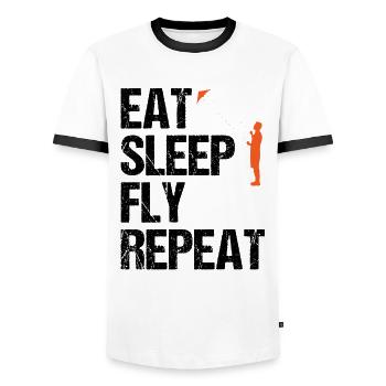 Kite Flying Saying Hang Gliding Gift - Men's Ringer Shirt - white/black - Front - AI Model Female 172 light (172cm) & AI Model Male 178 dark (178cm)