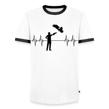 Fauconnier Oiseau de proie ECG Ligne Fauconnerie Cadeau - T-shirt contrasté Homme - blanc/noir - Devant - AI Model Female 172 light (172cm) & AI Model Male 178 dark (178cm)