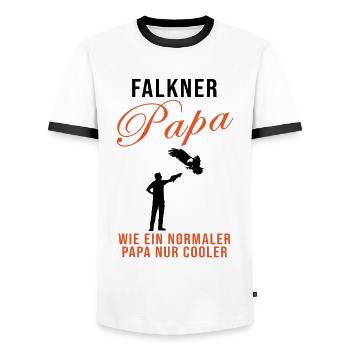 Falkner Papa Spruch Falke Falknerei Geschenk - Männer Kontrast-T-Shirt - Weiß/Schwarz - Vorne - AI Model Female 172 light (172cm) & AI Model Male 178 dark (178cm)