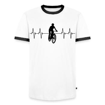 Radfahrerin EKG Linie Mountainbike Fahrer Geschenk - Männer Kontrast-T-Shirt - Weiß/Schwarz - Vorne - AI Model Female 172 light (172cm) & AI Model Male 178 dark (178cm)