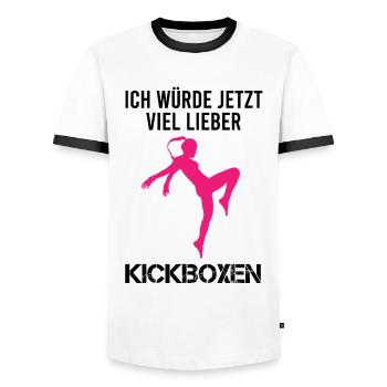Kickboxen Kickboxerin Spruch Lustig Geschenk Damen - Männer Kontrast-T-Shirt - Weiß/Schwarz - Vorne - AI Model Female 172 light (172cm) & AI Model Male 178 dark (178cm)