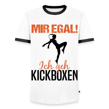 Kickboxerin Kickboxen Spruch Lustig Geschenk Damen - Männer Kontrast-T-Shirt - Weiß/Schwarz - Vorne - AI Model Female 172 light (172cm) & AI Model Male 178 dark (178cm)