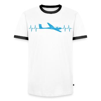 Cadeau Glider Pilot Heartbeat Line - T-shirt contrasté Homme - blanc/noir - Devant - AI Model Female 172 light (172cm) & AI Model Male 178 dark (178cm)