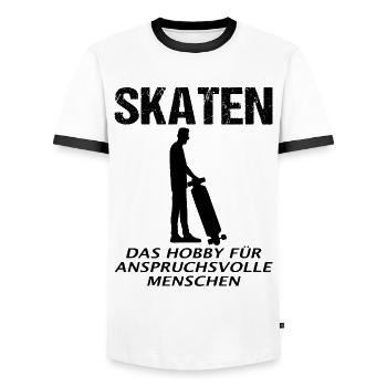 Skater Skateboard Rider Skating Saying Gift - Men's Ringer Shirt - white/black - Front - AI Model Female 172 light (172cm) & AI Model Male 178 dark (178cm)