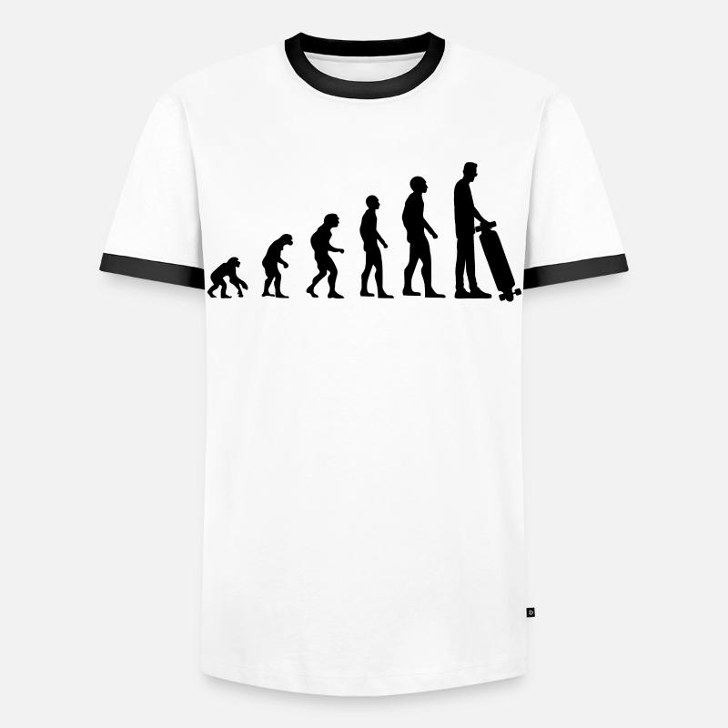 Skater Evolution Lustig Skateboardfahrer - Männer Kontrast-T-Shirt - Weiß/Schwarz