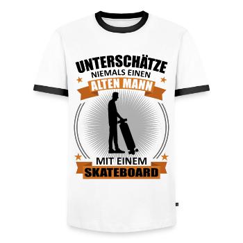 Skater Alter Mann Spruch Skaten Geschenk - Männer Kontrast-T-Shirt - Weiß/Schwarz - Vorne - AI Model Female 172 light (172cm) & AI Model Male 178 dark (178cm)