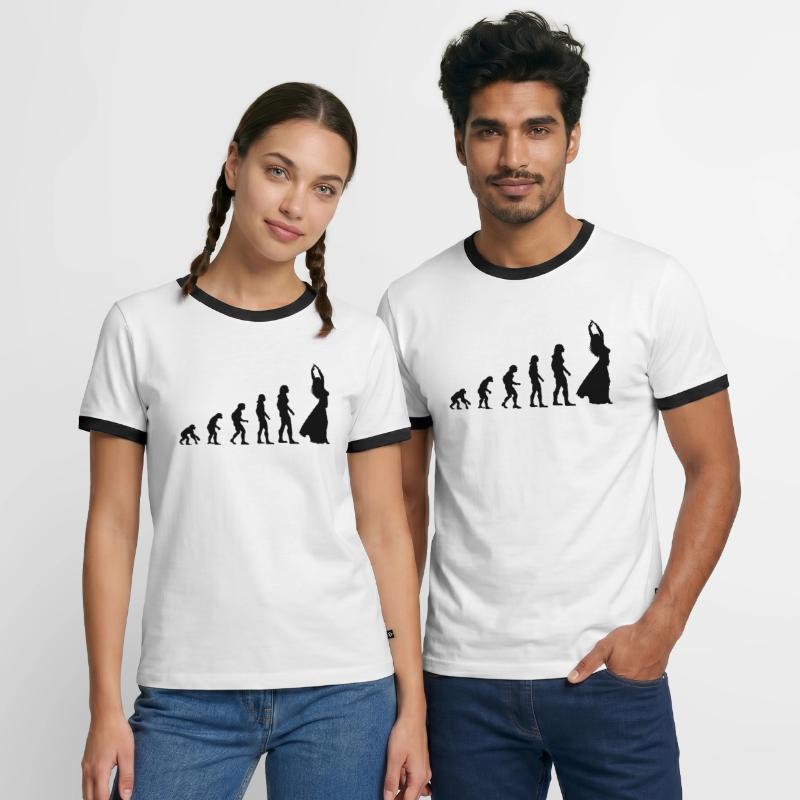 Belly Dance Evolution from Monkey to Dancer Men's Ringer Shirt