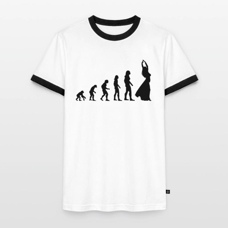 Belly Dance Evolution from Monkey to Dancer Men's Ringer Shirt