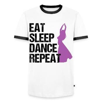 EAT SLEEP DANCE REPEAT Belly Dancer Gift - Men's Ringer Shirt - white/black - Front - AI Model Female 172 light (172cm) & AI Model Male 178 dark (178cm)