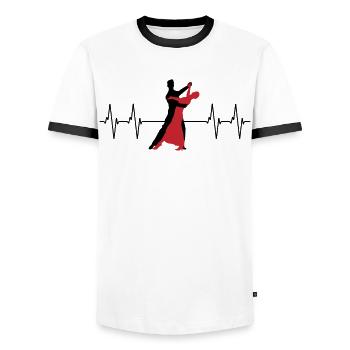 Heart Pulse Dancing Couple Living Love Gift - Men's Ringer Shirt - white/black - Front - AI Model Female 172 light (172cm) & AI Model Male 178 dark (178cm)
