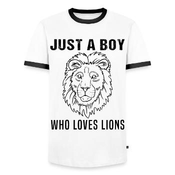 Junge mit Löwenliebe: Einfach Wild Geschenk - Männer Kontrast-T-Shirt - Weiß/Schwarz - Vorne - AI Model Female 172 light (172cm) & AI Model Male 178 dark (178cm)