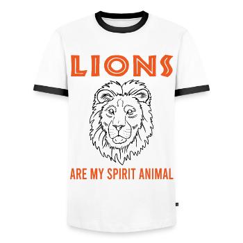 Lions : Mon Animal Gift - T-shirt contrasté Homme - blanc/noir - Devant - AI Model Female 172 light (172cm) & AI Model Male 178 dark (178cm)