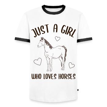 La fille aime les chevaux affaire du cœur - T-shirt contrasté Homme - blanc/noir - Devant - AI Model Female 172 light (172cm) & AI Model Male 178 dark (178cm)
