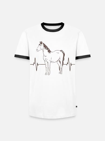 Herzschlag für Pferde - Männer Kontrast-T-Shirt - Weiß/Schwarz
