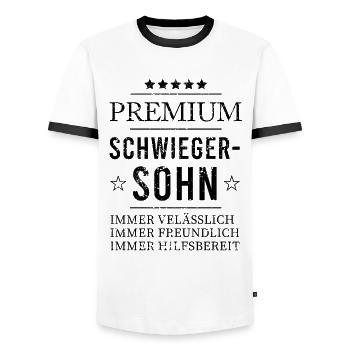 Premium Schwieger-Sohn - Sterne der Treue - Männer Kontrast-T-Shirt - Weiß/Schwarz - Vorne - AI Model Female 172 light (172cm) & AI Model Male 178 dark (178cm)