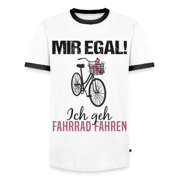 Mir Egal Ich Geh Fahrrad Fahren - Geschenk - Männer Kontrast-T-Shirt - Weiß/Schwarz - Vorne - AI Model Female 172 light (172cm) & AI Model Male 178 dark (178cm)