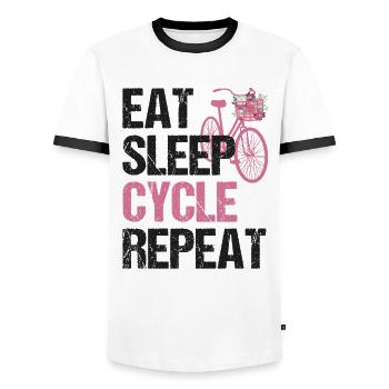 Eat Sleep Cycle Repeat - Fahrradleben Blumen - Männer Kontrast-T-Shirt - Weiß/Schwarz - Vorne - AI Model Female 172 light (172cm) & AI Model Male 178 dark (178cm)