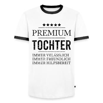 Premium Tochter 5-Sterne Stolz der Eltern Geschenk - Männer Kontrast-T-Shirt - Weiß/Schwarz - Vorne - AI Model Female 172 light (172cm) & AI Model Male 178 dark (178cm)