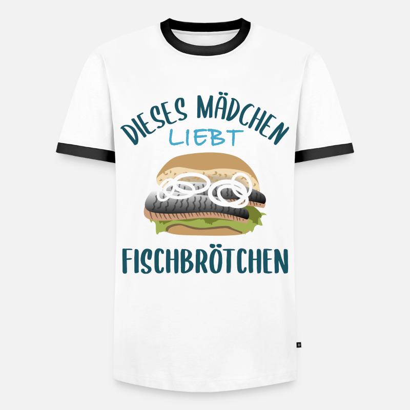 Mädchen & Fischbrötchen - Eine Liebesgeschichte - Männer Kontrast-T-Shirt - Weiß/Schwarz