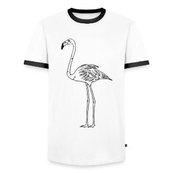Flamingo Elegance Exotic Bird Gift - Men's Ringer Shirt - white/black - Front - AI Model Female 172 light (172cm) & AI Model Male 178 dark (178cm)