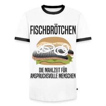 Fischbrötchen für Feinschmecker Geschenk - Männer Kontrast-T-Shirt - Weiß/Schwarz - Vorne - AI Model Female 172 light (172cm) & AI Model Male 178 dark (178cm)