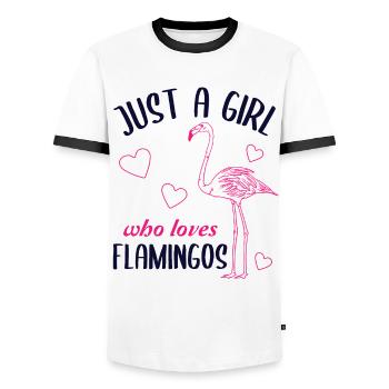 Juste une fille qui aime les flamants roses cadeau - T-shirt contrasté Homme - blanc/noir - Devant - AI Model Female 172 light (172cm) & AI Model Male 178 dark (178cm)