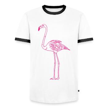 Flamingo Elegance Exotic Bird Gift - Men's Ringer Shirt - white/black - Front - AI Model Female 172 light (172cm) & AI Model Male 178 dark (178cm)