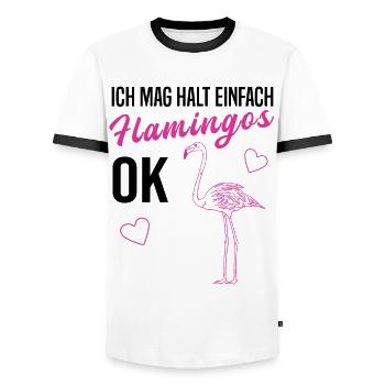 Ich mag halt Flamingos OK Vogelliebhaber Geschenk - Männer Kontrast-T-Shirt - Weiß/Schwarz - Vorne - AI Model Female 172 light (172cm) & AI Model Male 178 dark (178cm)