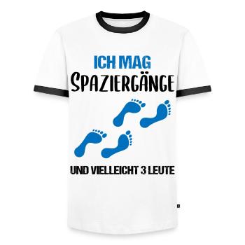 Humorvolle Spaziergang-Liebhaber Einsiedler - Männer Kontrast-T-Shirt - Weiß/Schwarz - Vorne - AI Model Female 172 light (172cm) & AI Model Male 178 dark (178cm)