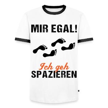 Sorglos Spaziergang Humorvolles Geschenk - Männer Kontrast-T-Shirt - Weiß/Schwarz - Vorne - AI Model Female 172 light (172cm) & AI Model Male 178 dark (178cm)