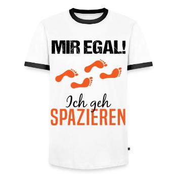 Sorglos Spaziergang Humorvolles Geschenk - Männer Kontrast-T-Shirt - Weiß/Schwarz - Vorne - AI Model Female 172 light (172cm) & AI Model Male 178 dark (178cm)