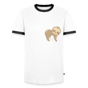 Faulbär Einschlafen Ausschlafen Humor Geschenk - Männer Kontrast-T-Shirt - Weiß/Schwarz - Vorne - AI Model Female 172 light (172cm) & AI Model Male 178 dark (178cm)