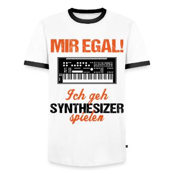 Mir egal Synthesizer Spielen Musik Geschenk - Männer Kontrast-T-Shirt - Weiß/Schwarz - Vorne - AI Model Female 172 light (172cm) & AI Model Male 178 dark (178cm)