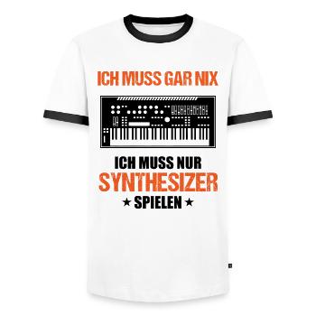 Muss nur Synthesizer spielen Musikliebhaber - Männer Kontrast-T-Shirt - Weiß/Schwarz - Vorne - AI Model Female 172 light (172cm) & AI Model Male 178 dark (178cm)