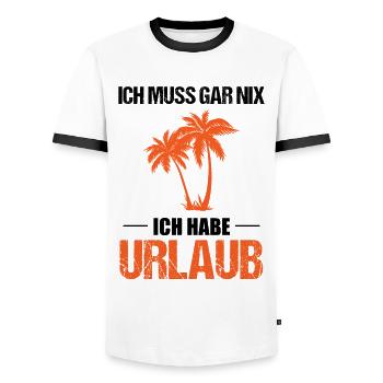 Palmen Urlaubsfreiheit Muss Nix Geschenk - Männer Kontrast-T-Shirt - Weiß/Schwarz - Vorne - AI Model Female 172 light (172cm) & AI Model Male 178 dark (178cm)