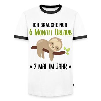 Faultier Urlaubsbedarf Humorvoll Geschenk - Männer Kontrast-T-Shirt - Weiß/Schwarz - Vorne - AI Model Female 172 light (172cm) & AI Model Male 178 dark (178cm)