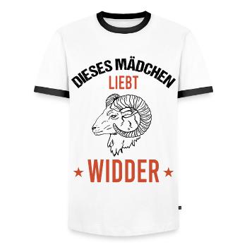 Mädchen Herz Widder Liebe Astrologie Geschenk - Männer Kontrast-T-Shirt - Weiß/Schwarz - Vorne - AI Model Female 172 light (172cm) & AI Model Male 178 dark (178cm)
