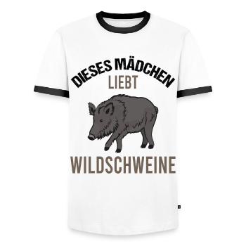 Mädchen Wildschweinliebe Charmantes Geschenk - Männer Kontrast-T-Shirt - Weiß/Schwarz - Vorne - AI Model Female 172 light (172cm) & AI Model Male 178 dark (178cm)