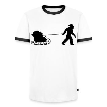 Grumpy Christmas Sleigh Happy Holidays - Men's Ringer Shirt - white/black - Front - AI Model Female 172 light (172cm) & AI Model Male 178 dark (178cm)