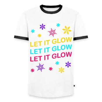 Let it Glow Bunte Schneeflocken Festlich - Männer Kontrast-T-Shirt - Weiß/Schwarz - Vorne - AI Model Female 172 light (172cm) & AI Model Male 178 dark (178cm)