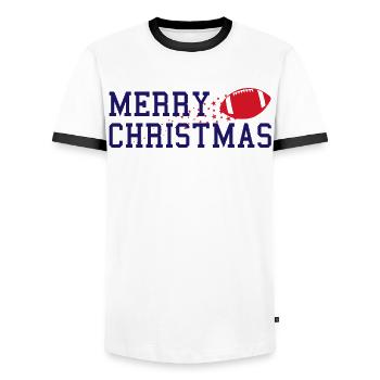 Football Ambiance festive Joyeux Noël - T-shirt contrasté Homme - blanc/noir - Devant - AI Model Female 172 light (172cm) & AI Model Male 178 dark (178cm)