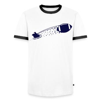 Train de football traîneau de Noël Fantaisie - T-shirt contrasté Homme - blanc/noir - Devant - AI Model Female 172 light (172cm) & AI Model Male 178 dark (178cm)