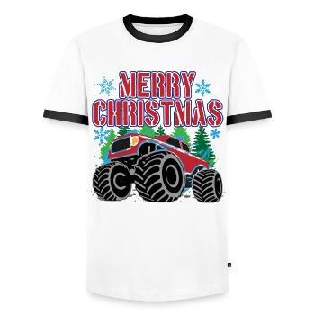 Cadeau de Noël camion festif ride - T-shirt contrasté Homme - blanc/noir - Devant - AI Model Female 172 light (172cm) & AI Model Male 178 dark (178cm)