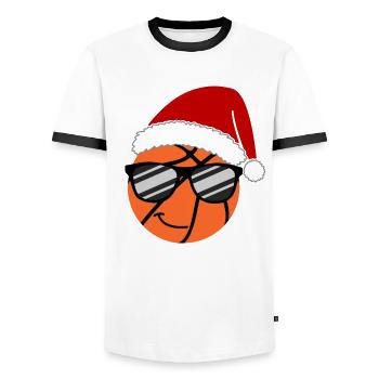 Cool Basketball Christmas Sunglasses - Men's Ringer Shirt - white/black - Front - AI Model Female 172 light (172cm) & AI Model Male 178 dark (178cm)