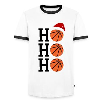 Basketball H Ho Ho Ho Weihnachtsmütze Fun - Männer Kontrast-T-Shirt - Weiß/Schwarz - Vorne - AI Model Female 172 light (172cm) & AI Model Male 178 dark (178cm)